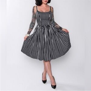 Pinup Couture Jenny Dress - Victorian Stripes Striped Halloween Goth - XS Small